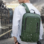 hk Backpack for Men Business Slim Backpack with USB Charger Computer Lightweight Anti-theft Travel (Green, 15.6 Inch)