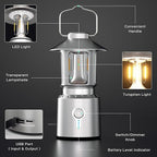 Camping Lantern Rechargeable, Telescopic 8000mAh Retro Waterproof Camping Light, Electric Lanterns for Power Outages, Vintage Hurricane Lamp for Tent Outdoor Patio RV Fishing