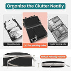 4 Set Compression Packing Cubes for Suitcase - Space-Saving Luggage Organizer Bags, Lightweight Travel Essentials for Efficient Packing (Black)