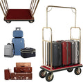 Luggage Trolley, Gold Stainless Steel Bellman Cart, Hotel Restaurant Supplies, Lobby Cart, Hotel Luggage Carts for Commercial, Condos, Resorts Use - 39" x 20" x 68"