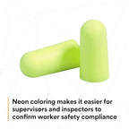 3M Ear Plugs, E-A-Rsoft Yellow Neons 391-1005, Bottle of 400 Pair of Disposable Earplugs, Slightly Longer, Uncorded, 33 NRR, Tapered Cylinder Shape, Slow Recovery Foam