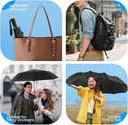 Travel Compact Umbrella, Folding Travel Umbrella for Rain and Shine Small, Windproof Automatic Open/Close, Portable Umbrellas