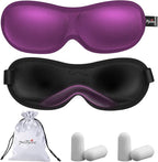 PrettyCare Eye Mask for Sleeping 2 Pack, Sleep Masks for Women Men, 3D Contoured Cup Blindfold Eye Mask, Soft Block Out Light Sleep Mask, for Sleeping, Shift Work, Yoga, Traveling (Black and Purple)