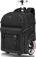 MATEIN Rolling Backpack for Men with Wheels, 17 Inch Large Wheeled Backpack with Combination Lock, Water Resistant Anti Theft Travel Laptop Backpack for Adults Work Business, Black