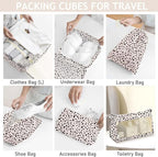 KPX 8 Set Packing Cubes for Travel, Luggage Packing Organizers Accessories Large Toiletries Bag for Clothes Shoes Cosmetics (Leopard)