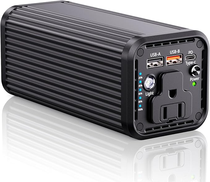 Portable Power Bank with 100W AC Outlet, PD 65W USB-C Fast Charging, USB-A Port, LED Light Indicator