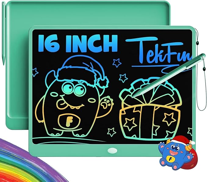 TEKFUN LCD Writing Tablet for Adults, Large Doodle Board, 16 Inch Colorful Drawing Tablet Writing Pad, Toddler Toys for 3 4 5 6 7 8 9 Year Old Girls Boys Teen, Birthday Gifts for Kids (DarkGreen)
