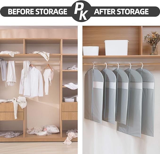 Garment Bags for Travel, 50'' Garment Bags for Hanging Clothes, Suit bag (Set of 2, 23.3'' X 50'')