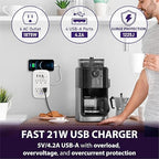 Fosmon 6 Outlet Wall Mount Surge Protector, 3-Prong Surge Suppression 1200 Joules, 15A 125VAC 60Hz 1875Watts Wall Outlet Adapter, Grounded LED, ETL Listed (4 USB-A (1 Pack))