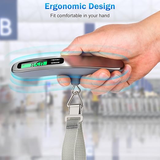 Digital Luggage Scale for Travel, 110lbs (50kg), Portable Weighing Scale for Luggage with LCD Backlit, Suitcase Scale with Luggage Tag, Hanging Baggage Scale, Accuracy 10 Grams