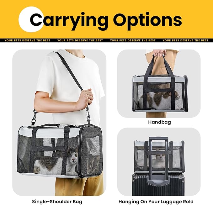 Conlun Soft-Sided Cat Carrier for Small-Medium Cats, Puppies up to 15 Lb, Airline Approved