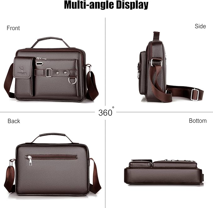 FANDARE Retro Briefcase Men Messenger Bag PU Leather Handbag