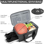 ETRONIK Gym Bags for Men Women, Tactical Duffle Bag Backpack with Shoe Compartment, 3 in 1 Carry on Travel Backpack with Wet Pocket, Weekender Overnight Range Bag for Workout Football Gym, Grey
