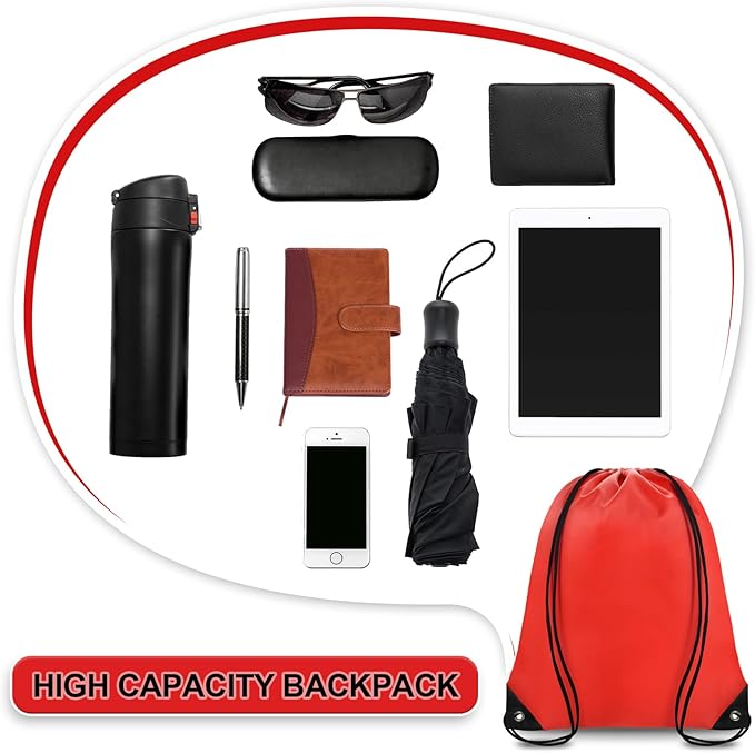 Grneric Drawstring Backpack Bulk 70Pcs String Backpack Drawstring Bags Cinch Bag Sackpack for Men Women Gym(Red)