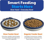 American Kennel Club 2-Pack Collapsible Travel Bowls for Dogs – Blue/Gray, Portable Food & Water Bowls