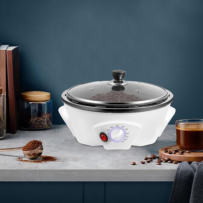 500g Coffee Bean Roaster Machine,0-240°C Electric Coffee Roasters,110v 800w Coffee Bean Baker,Household Bean Roasting Machine,Non-stick Home Peanut Beans Roaster for Stovetop, Countertop