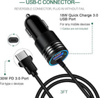 USB C Car Charger, 48W Super Fast Charging Type C Car Adapter for Samsung Galaxy S26 Ultra S25 S24 S23 S22 S21 S20 A56 A36 A16 A15 A14, iPhone 17 16 15 Pro Max, Android Car Charger with USB C Cable