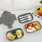 JBGOYON® Bento Lunch Box Set - 3 Stackable Containers for Adults and Kids- Includes Lunch Bag, Leak-Proof and BPA-Free - Built-in Utensil Set and Snack Bag - Dishwasher Safe(Grey Black)