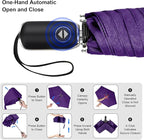 Compact Travel Umbrella for Purse - Flat Handle, Waterproof for Light Rain