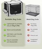 Pecute Dog Car Carrier Light Weight 19.7×16.9×14.8in, Dog Carrier Easy to Assemble, Dog Car Crate Portable and Breathable,Pet Carrier for Indoor and Outdoor, Dog Travel Crate with Curtain Gray