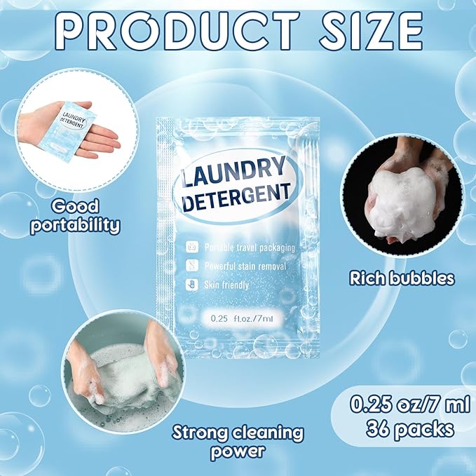 Leelosp 500 Pcs Individual Travel Laundry Detergent Bulk Travel Size Laundry Detergent Packets Portable Single Use Liquid Soap for Traveler Hostel Essentials Cleaning