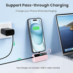 Small Portable Charger for iPhone with Built in USB C Cable, 5500mAh Mini Power Bank 20W PD Fast Charging, LCD Display Battery Pack for iPhone 17/16/15/14/13/12/11/X/8/6 Series Android Galaxy (Pink)