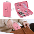 Manicure Set, Travel Mini Nail Clippers Kit Pedicure Care Tools, 10pcs Stainless Steel Grooming kit (Pink Purple)