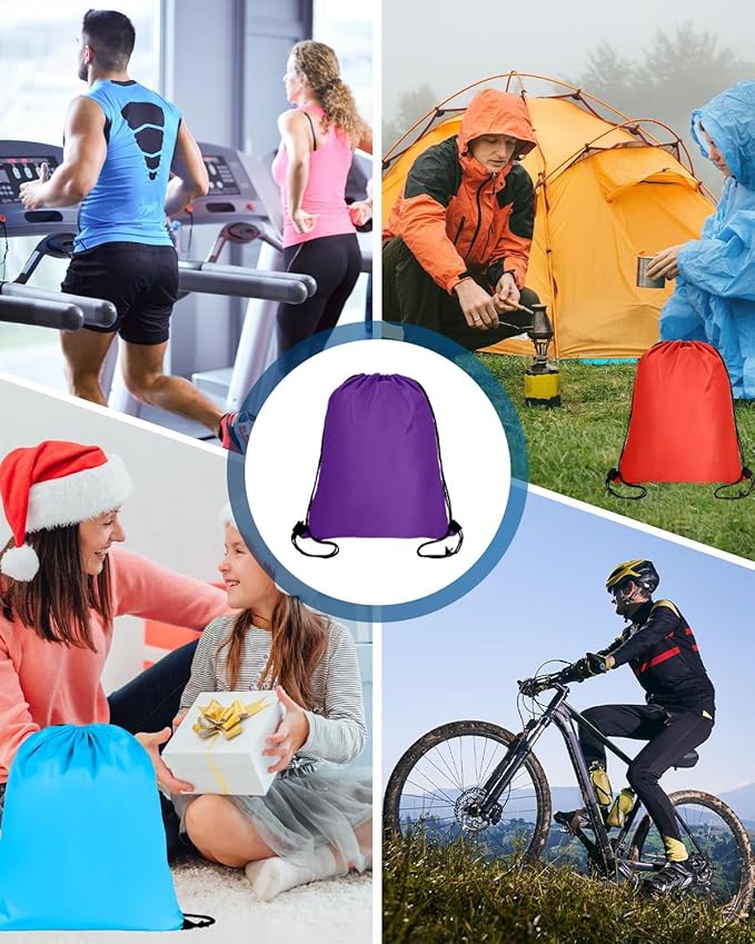 Lzerking 100 Pcs Drawstring Backpack Bulk for Outdoor Activities, 10 Colors Blank Drawstring Bags for DIY, Gift, Homeless, Shoebox, Party, Sports, Camps, Church