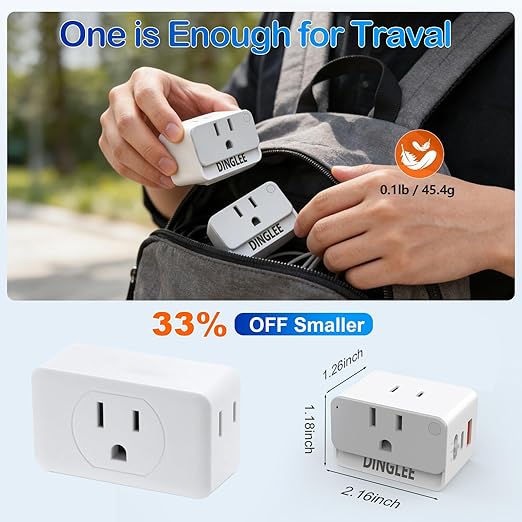 Outlet Extender 2 Pack, 2 AC Multi Plug Wall Outlet with 2 USB Ports (1 PD 20W USB C Charger), Outlet Splitter 3 Way Angled Wall Plug Adapter with Night Light, for Kitchen Bathroom Travel Cruise Ship
