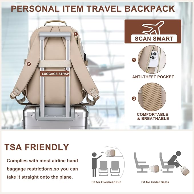Focdod Laptop Backpack for Women Bookbag: 17 inch Work Backpacks with Pouch Pocket for Large Capacity Cup & USB Charger College Book Bag Travel Business Nurse Teacher Bookbags Anti-theft Back Pack