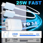 USB C Android Charger Fast Charging Cord, Super Fast Phone Chargers 6.6FT C to C Type Cable with 25W USBC Wall Block for Samsung Galaxy S26 S25 S24 Ultra Plus/S23/S22/S21/S20/Note 20/10,Gradient