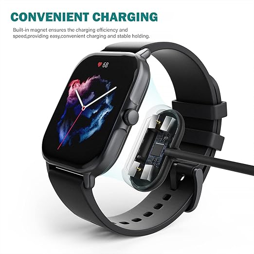 TUSITA Charger Smartwatch Cables Compatible with Amazfit GTR 4, GTR 3, GTR 3 Pro, GTS 3, GTS 4, T-Rex 2 (1M,2-Pack)