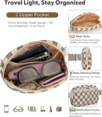 Pritent Fanny Packs for Women Cross Body Bag Waterproof Belt Bag with Adjustable Strap and Zipper Back Pocket Small Crossbody Bags Fashion Waist Packs for Workout Travelling(Checkered Khaki)