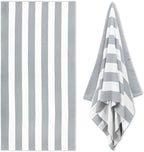 HENBAY Large Oversized Beach Towel - 35 x 70 Inch Microfiber Pool Towel, Grey Striped Quick Dry Cabana Swim Towel