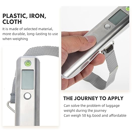PRETYZOOM Portable Digital Electronic Luggage Scale with Tape Measure 50kg Capacity Multifunction Travel Handheld Weight Scale for Suitcases and Bags
