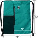 BeeGreen Marrs Green Drawstring Backpack Gym Bag For Men & Women – Sports Sackpack with Mesh Water Bottle Holder & 2 Zippered Pockets – Large 16x20 Inch Cinch String Backpack