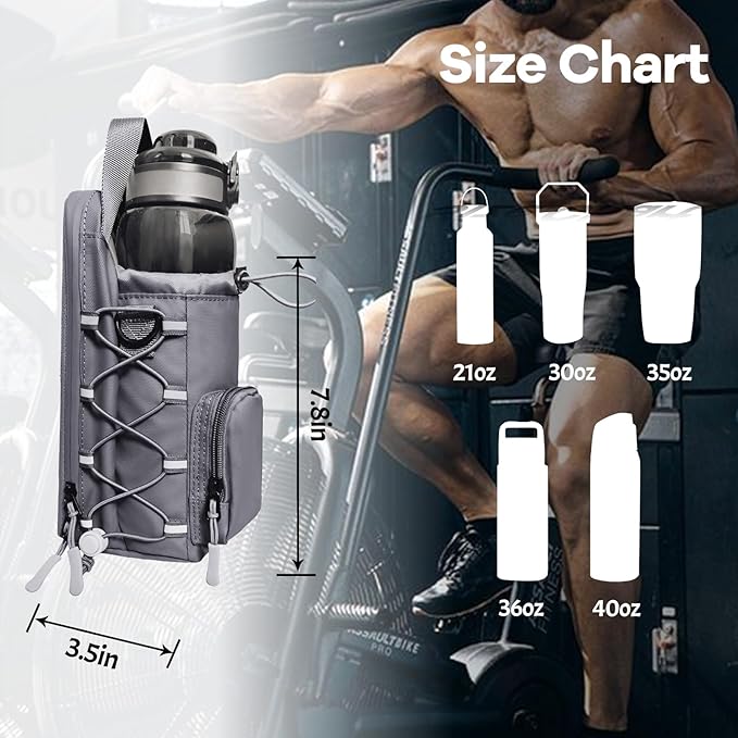Magnetic Gym Bag for Men and Women, Magnetic Water Bottle Holder for Gym, Small Gym Bag, Gym Gifts for Women and Men (Gray, <40 OZ)