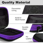 Square Earbud Case Portable EVA Carrying Case Storage Bag Cell Phone Accessories Organizer with Carabiner for Earphone, Earbud, Earpieces, SD Memory Card, Camera Chips, Tech Pouch, Purple