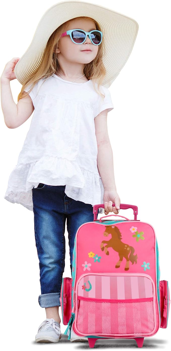 Stephen Joseph Kids Classic Rolling Luggage, Kids Luggage, Toddler Rolling Travel Carry On, Kids Suitcase with wheels,