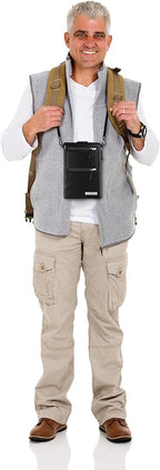 Shacke Hidden Travel 2 in 1 Belt Wallet Black Neck/Belt Hybrid Wallet w/RFID Blocker - Neck Pouch Passport Holder