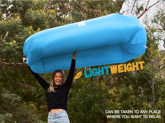 WEKAPO Inflatable Couch Air Lounger Chair - Camping & Beach Accessories, Portable Blow up Sofa for Hiking, Lawn, Indoor/Outdoor Movies & Music Festivals. Lightweight and Easy to Set Up Air Hammock