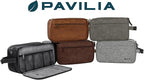 PAVILIA Toiletry Bag for Men, Travel Essentials Shaving Dopp Kit, Mens Travel Bag Toiletries Organizer Case for Grooming, PU Leather Water Resistant Cosmetic Bag Pouch (XL, Dark Grey)