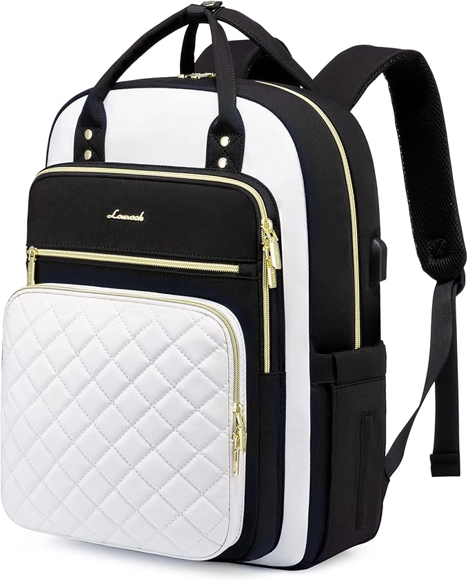 LOVEVOOK Laptop Backpack for Women, Lightweight Casual Daypacks, 15.6in Laptop, USB Port, Oxford Cloth, Ergonomic Shoulder Straps, 18 Pockets, 12-Month Free Return