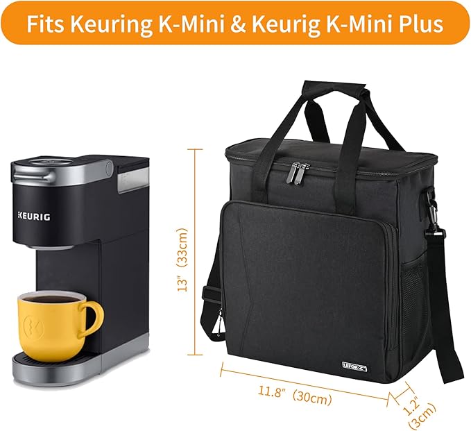 LEFOR·Z Travel Coffee Maker Carrying Bag Compatible with Keurig K-Mini or K-Mini Plus, Single Serve Coffee Maker Portable Storage Bag with Shoulder Strap(Patented Design)