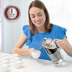 OVENTE French Press Coffee Maker 20 Ounce with Heat Resistant Borosilicate Glass, Stainless Steel Design and 4-Level Filter System, Portable Cold Brewer Pot for Travel, Camping or Gift, Silver FSH20S
