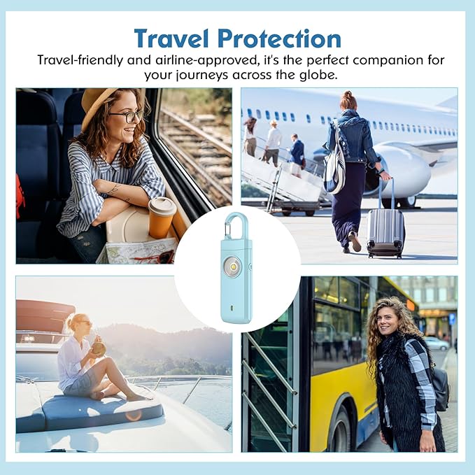 Rechargeable Personal Alarm for Women - Valentine Birthday Gifts for Women, Daughter, College Student, Teen Girl, Elders, Kids, Siren Alarm, USB Charging, Aqua