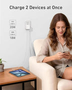 Nekmit Flat USB C Wall Charger, 45W Dual Port PPS Fast USB Charger Block(1*USB-C & 1*USB-A), Slim USB C Wall Plug for iPhone 17/16 and More Series, MacBook Air, iPad