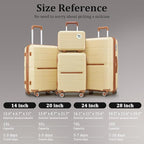 4 Piece Luggage Set, Hardside Expandable Lightweight Suitcase with 360° Mute Spinner Wheels Luggage Sets, TSA Lock, 14/20/24/28 Inch Travel Luggage for Men, Women and Girls (Apricot Cream 2)