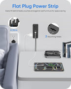 Electrical Outlet Extender Stick, Features 4 USB & 6 Outlets, 19in Flexible Extension Cord Access Hard-to-Reach Outlets, Wall Plug Power Socket Expander Nightstands Sofa Desk