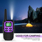 MaxTalker Walkie Talkies Long Range for Adult, MT10 Rechargeable Walkie Talkies FRS Two Way Radio, NOAA, 1200mAh Li-ion Battery USB-C Cable, LED Flashlight,VOX Walkie Talkie for Camping 2Pack (Purple)